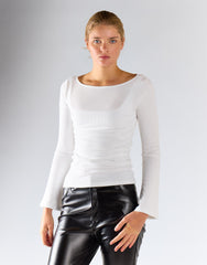 Glamorous White Top With Long Sleeves