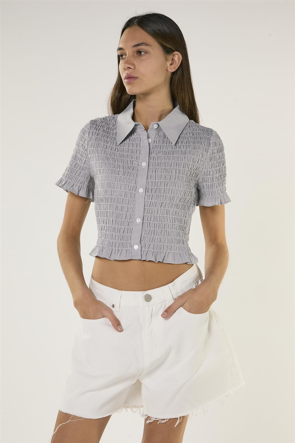 White Colour Mid Rise Frayed Hem Denim Shorts