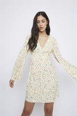 Orange Ditsy-Floral Mini-Dress