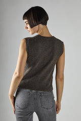 Dark-Brown-Marl Vest Sleeveless Top
