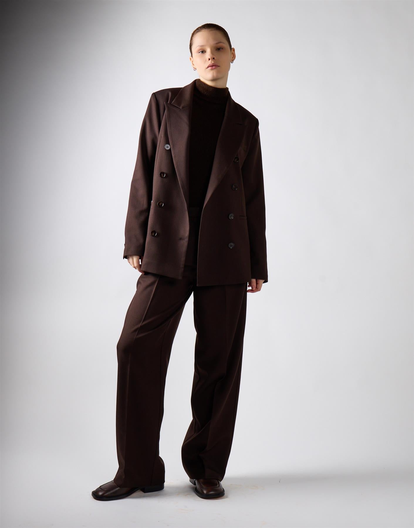Deepest Brown Button Detail Blazer