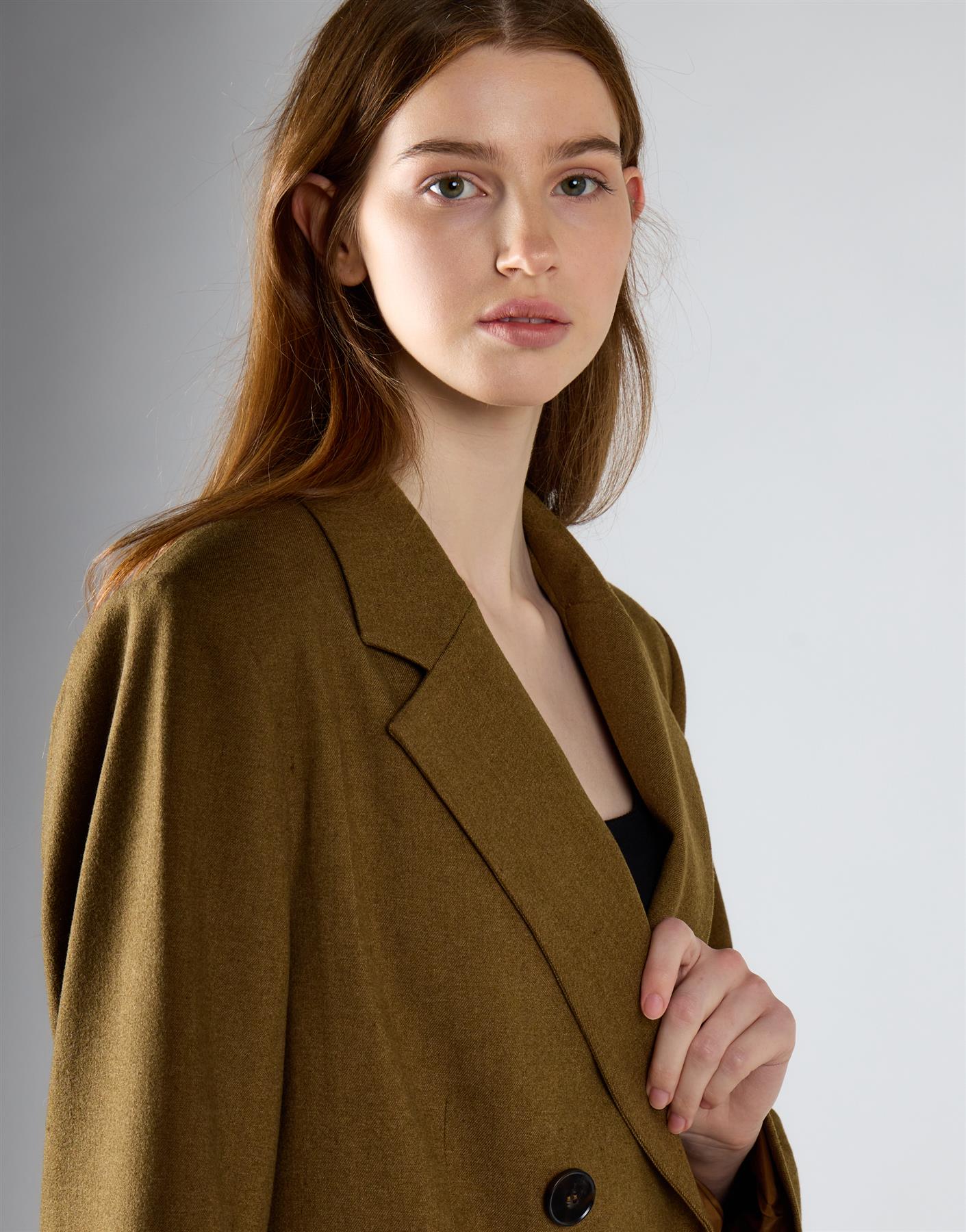 Olive Brown Button Detail Blazer