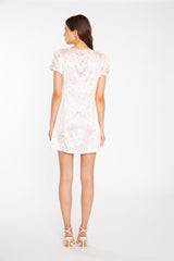 Shift Short Dress - Peach Pink Daisy