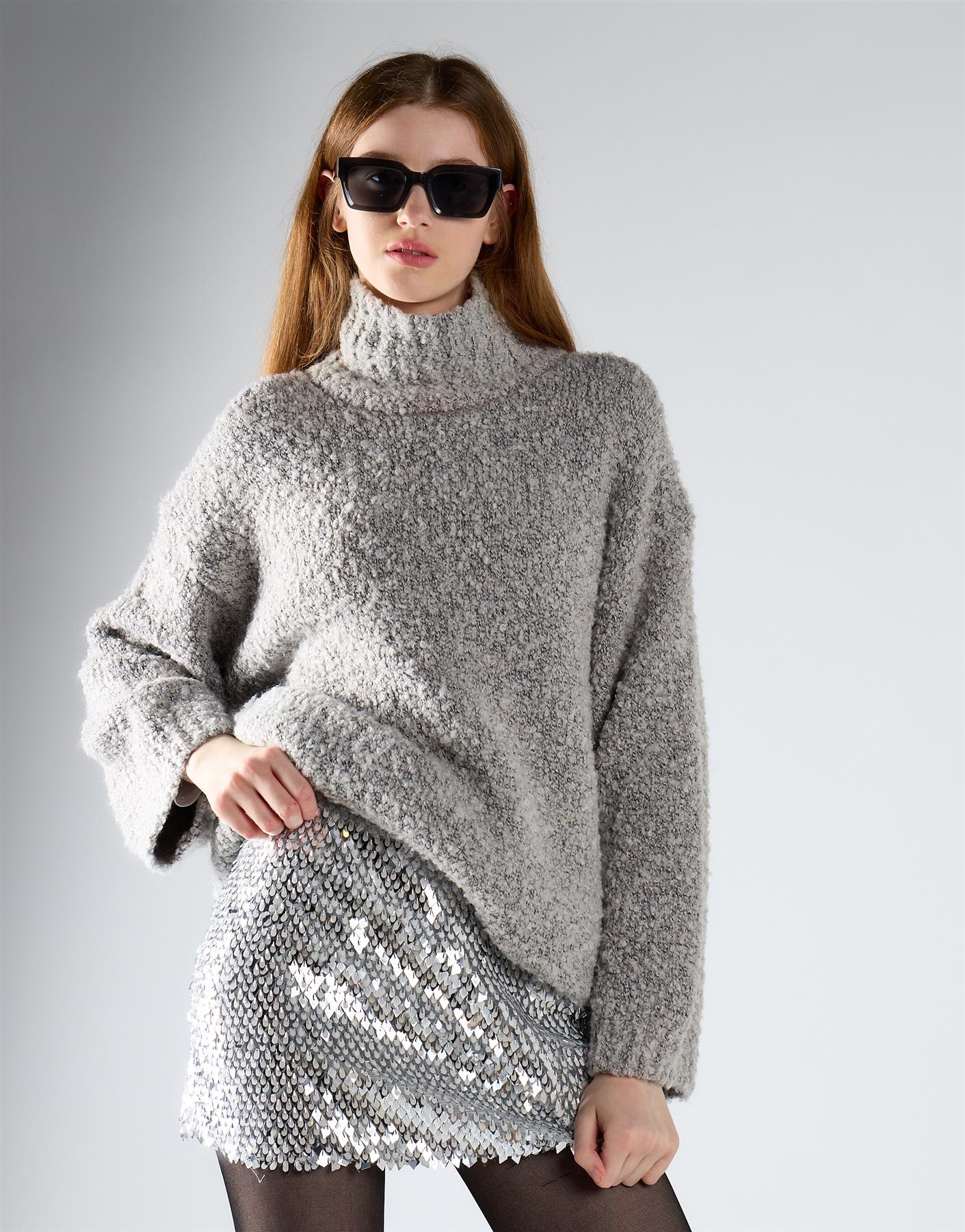 Silver Diamond Sequin Mini Skirt