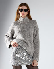Silver Diamond Sequin Mini Skirt