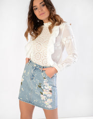 White Eyelet Long-Sleeve-Top