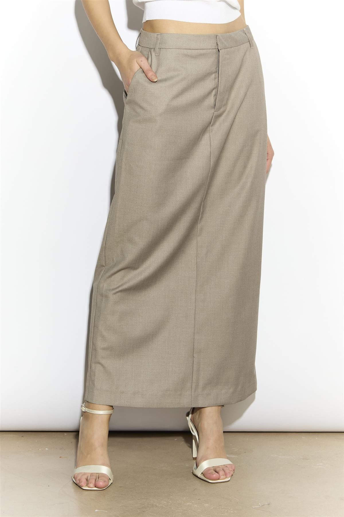 Pencil Maxi Skirt - Taupe Grey