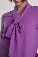 Purple Front-Tie Long-Sleeve-Top