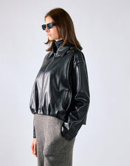 Black Pu Zip Up Jacket
