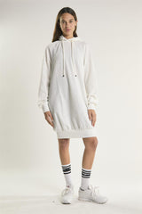 White Hooded Midi-Dress
