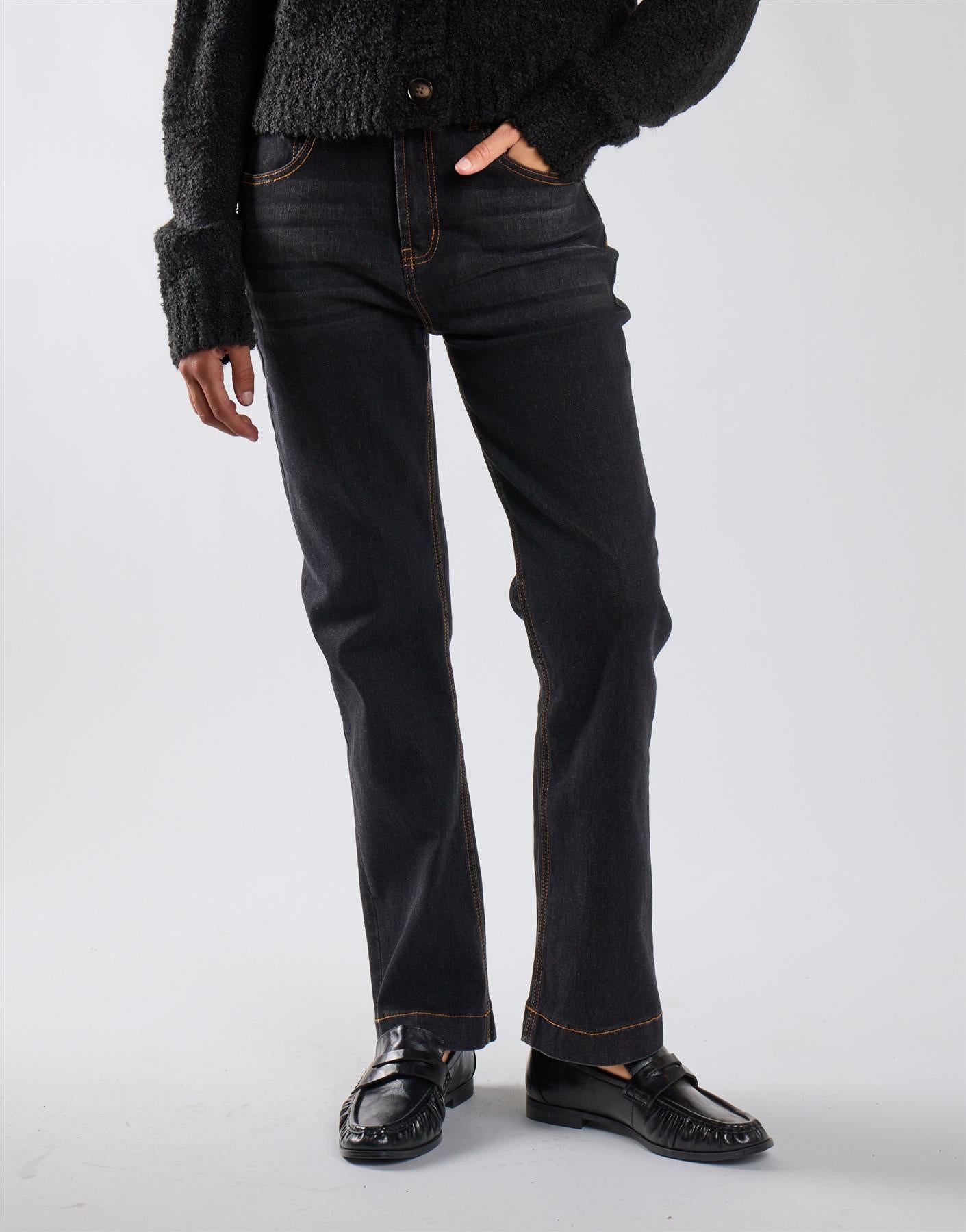 Indigo Straight Leg Cropped Jeans