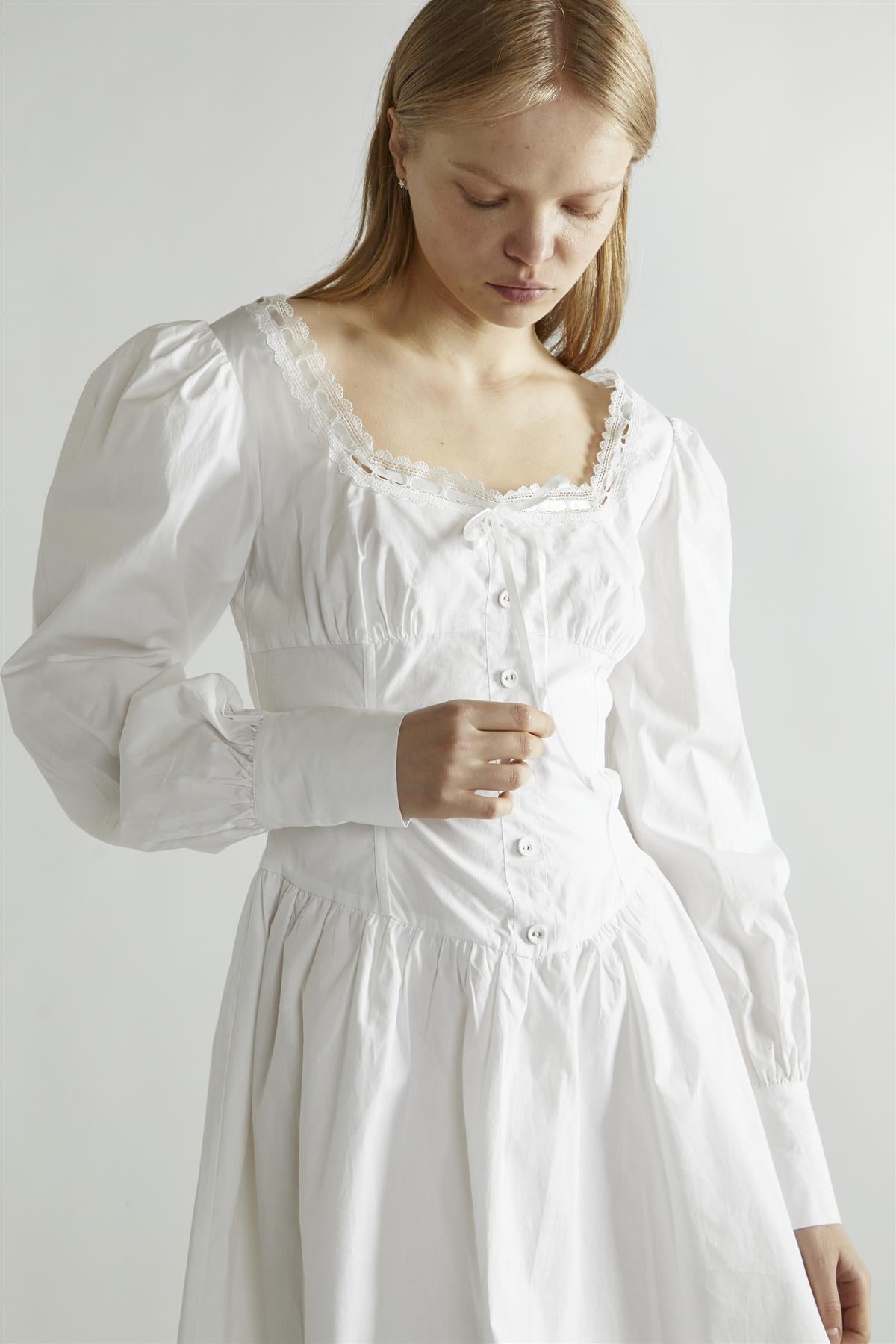 Off White Skater Mini-Dress