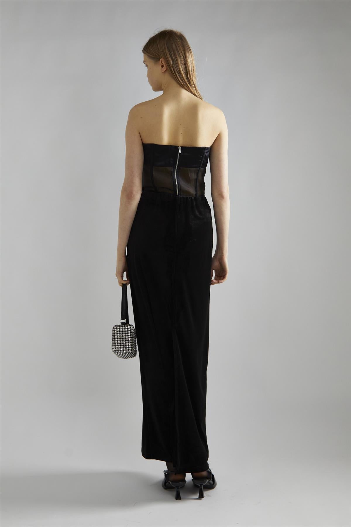 Black Rhinestone-Trim Corset Top