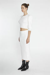 Off-White Puff-Sleeve Crop-Jumper