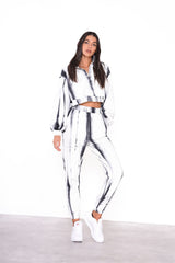 Grey Tie Dye Cropped Zip Loungewear Jumper