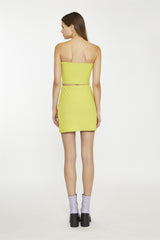 Lime Rib Ribbed Pencil Mini-Skirt