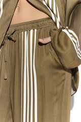 Olive Cream Stripe Wide Leg Trousers