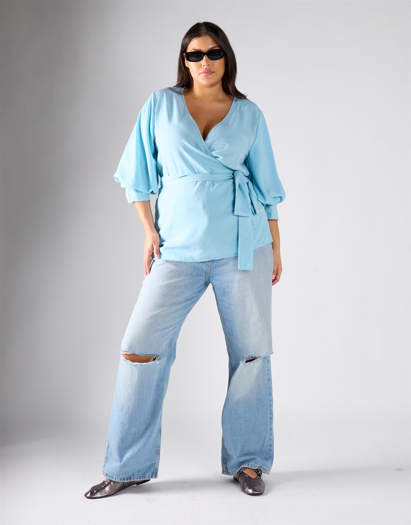 Pastel Blue Wrapped Top