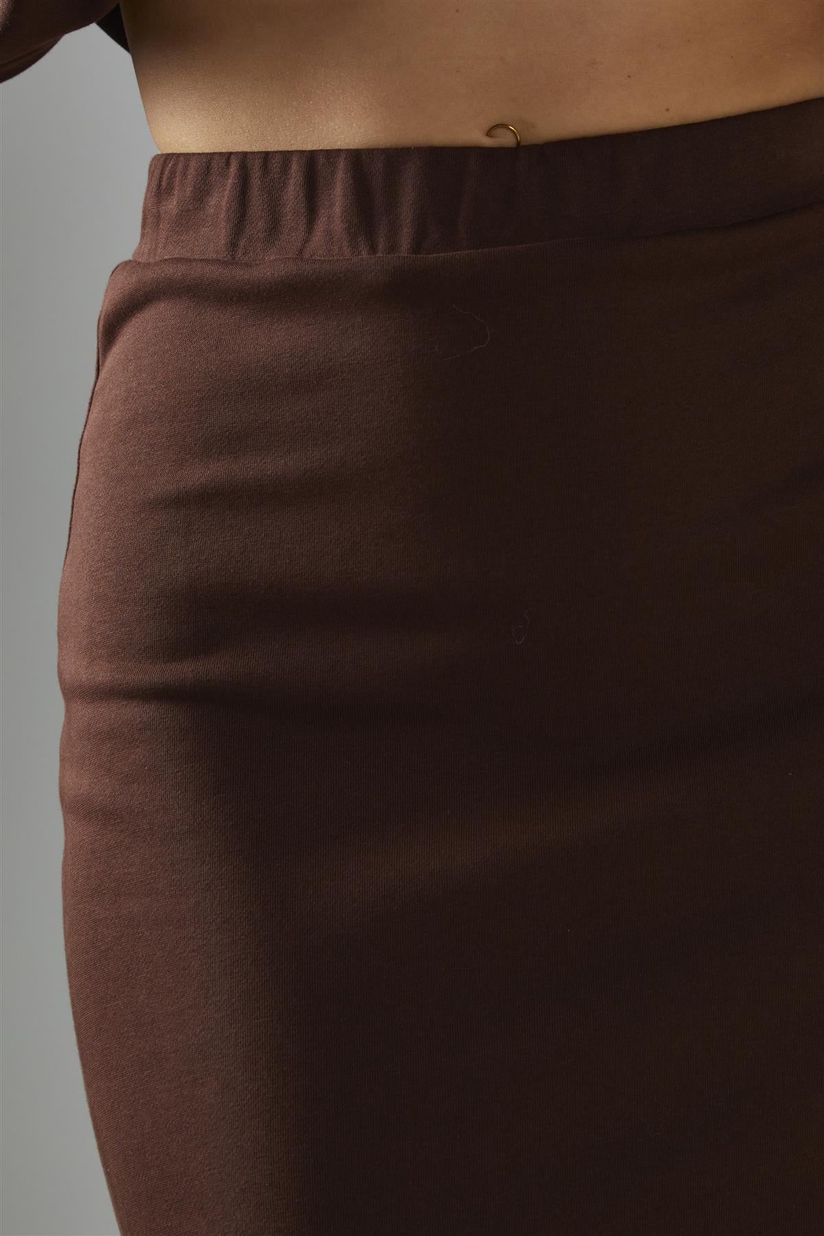Deep-Brown High-Waisted Maxi-Skirt