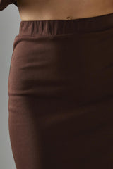 Deep-Brown High-Waisted Maxi-Skirt