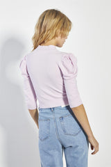 Soft Pink Puff Shoulder Crop Top