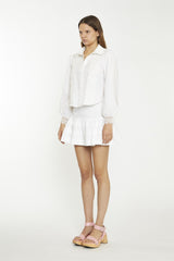 White Pleated Mini-Skirt