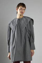 Black Check Oversized Collar Mini Dress