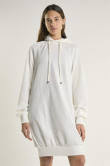 White Hooded Midi-Dress