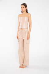 Stone Pu Cargo Trousers