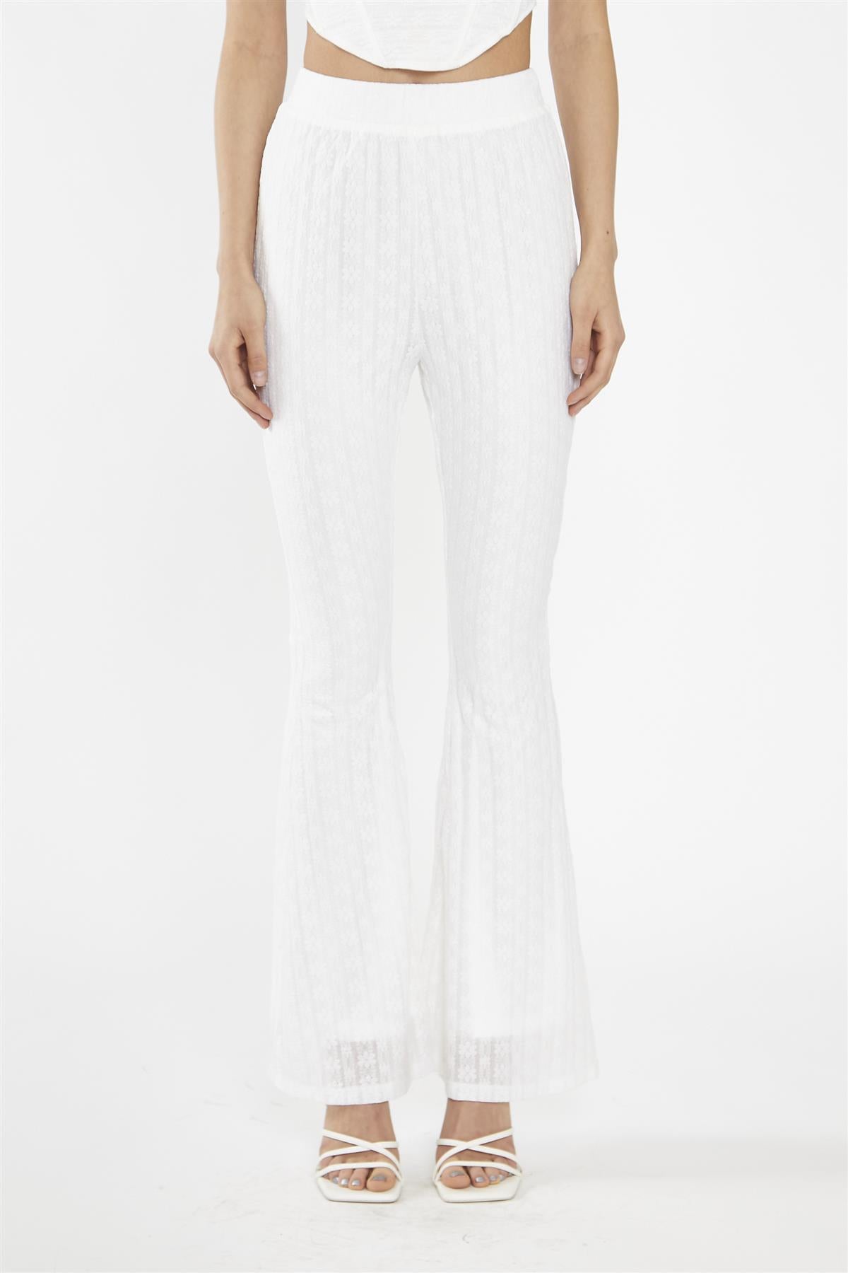 Off-White Lace High Waisted Flared Trousers