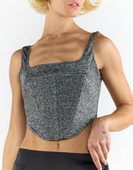 Black Silver Glitter Sleeveless Top