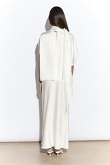 White Satin Bias Midi Skirt
