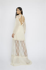 Champagne Lace-Detail Maxi-Dress