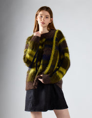 Khaki Check Round Neck Jumper