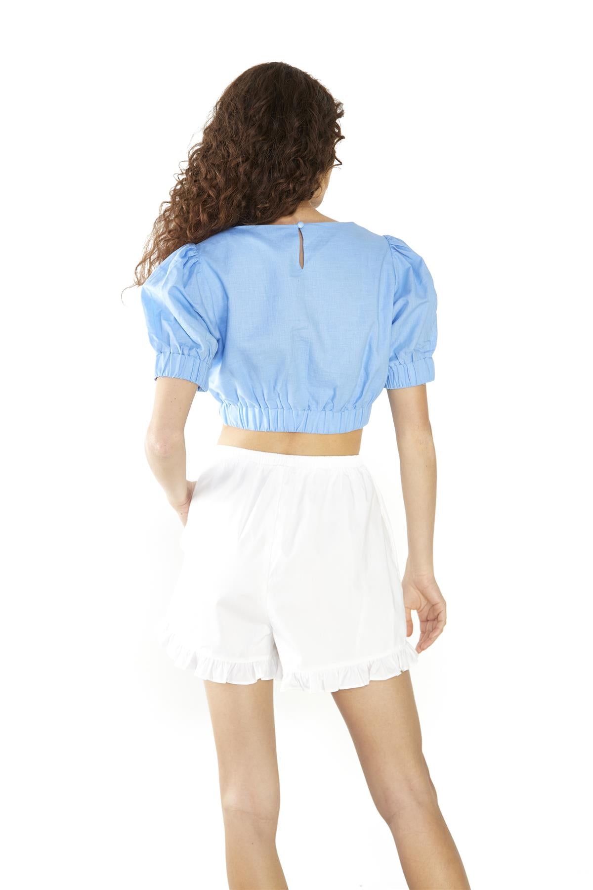 White Elasticated-Waistband Shorts