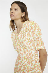 Muskmelon-Multi-Ditsy Wrap Mini-dress