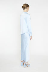 Light-Blue Satin Classic-Shirt