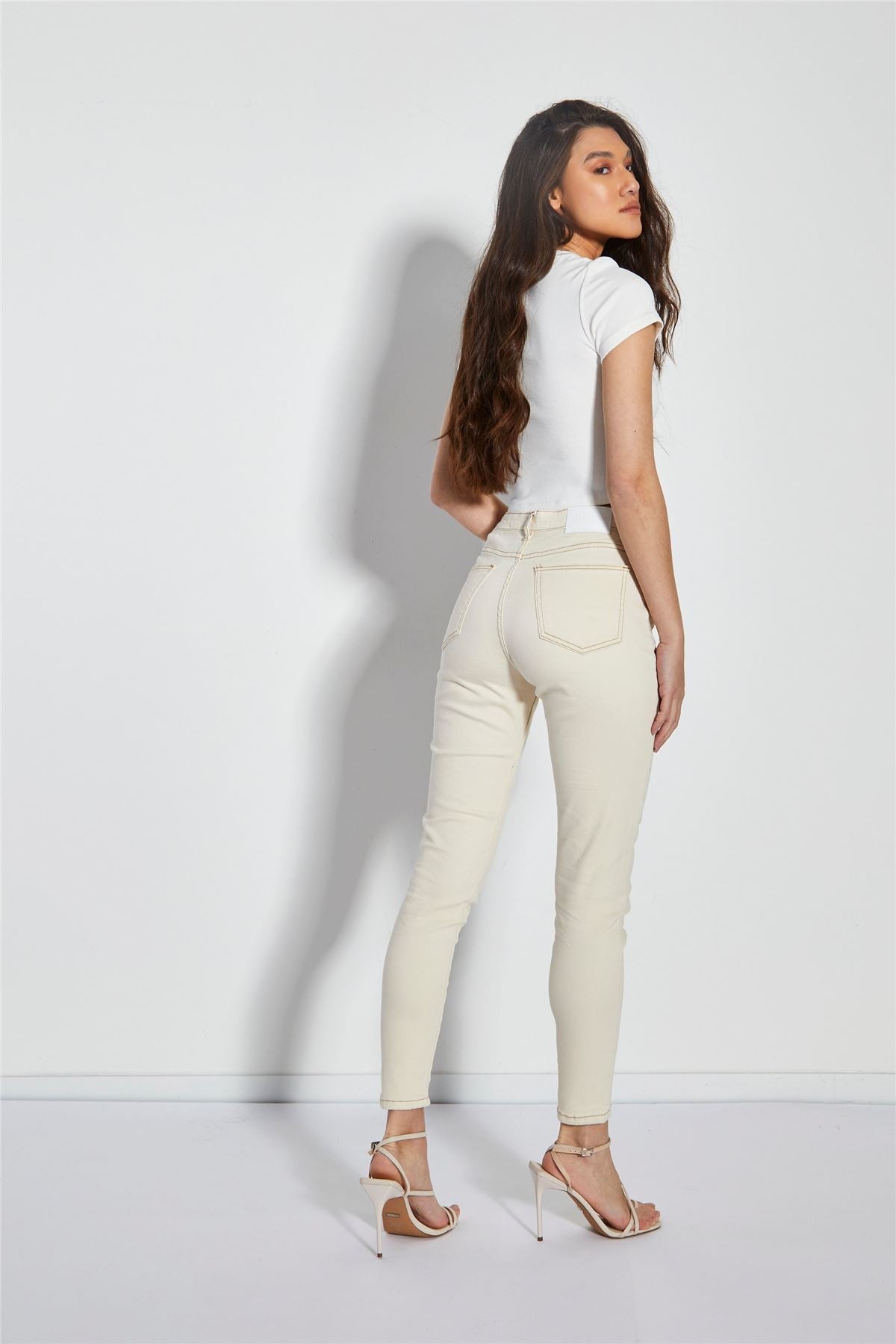 Ecru High Waisted Skinny Jeans – glamorouswholesaleuk