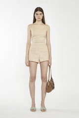 High Waist Hot Shorts - Peach Cream