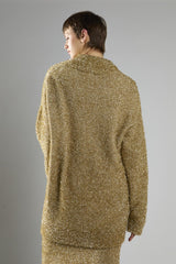 Gold-Tinsel Oversized Long Sleeve-Cardigan
