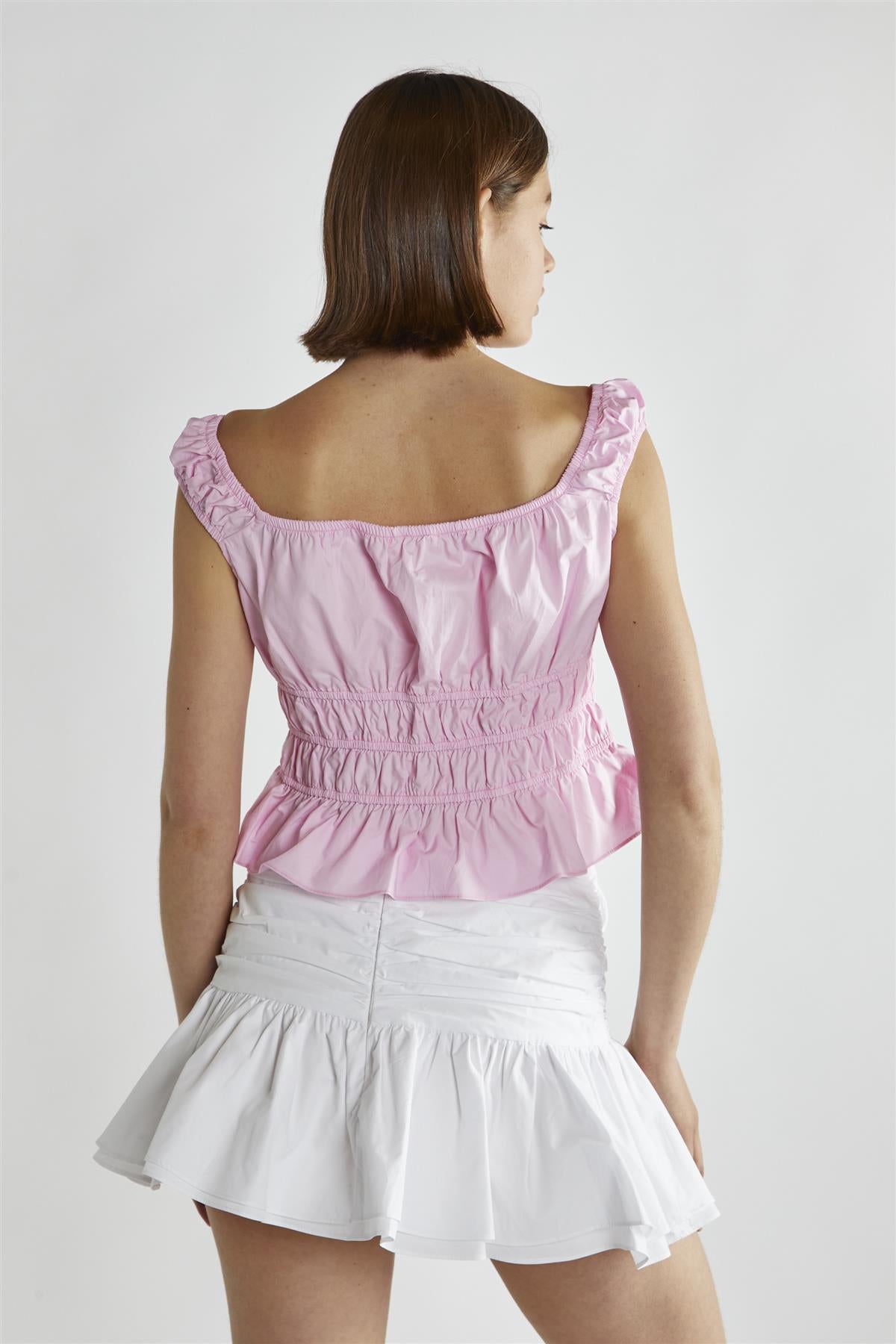 White Pleated Tutu Mini-Skirt