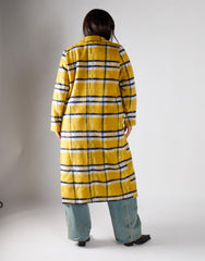 Glamorous Curve Yellow Check Open-Front Coat