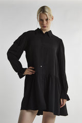 Black Collared Mini-Dress
