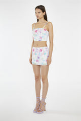 Watercolour Floral Mesh Square Neck Crop Top