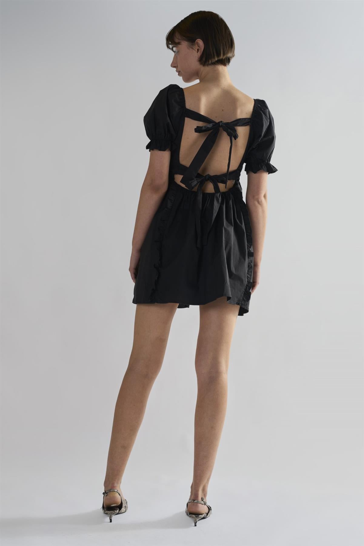 Black Tie-Back Mini-Dresses