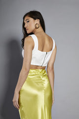 White Square-Neck Sleeveless Crop-Top