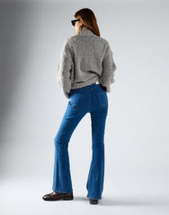 High Waisted Flared Jeans - Mid Stone