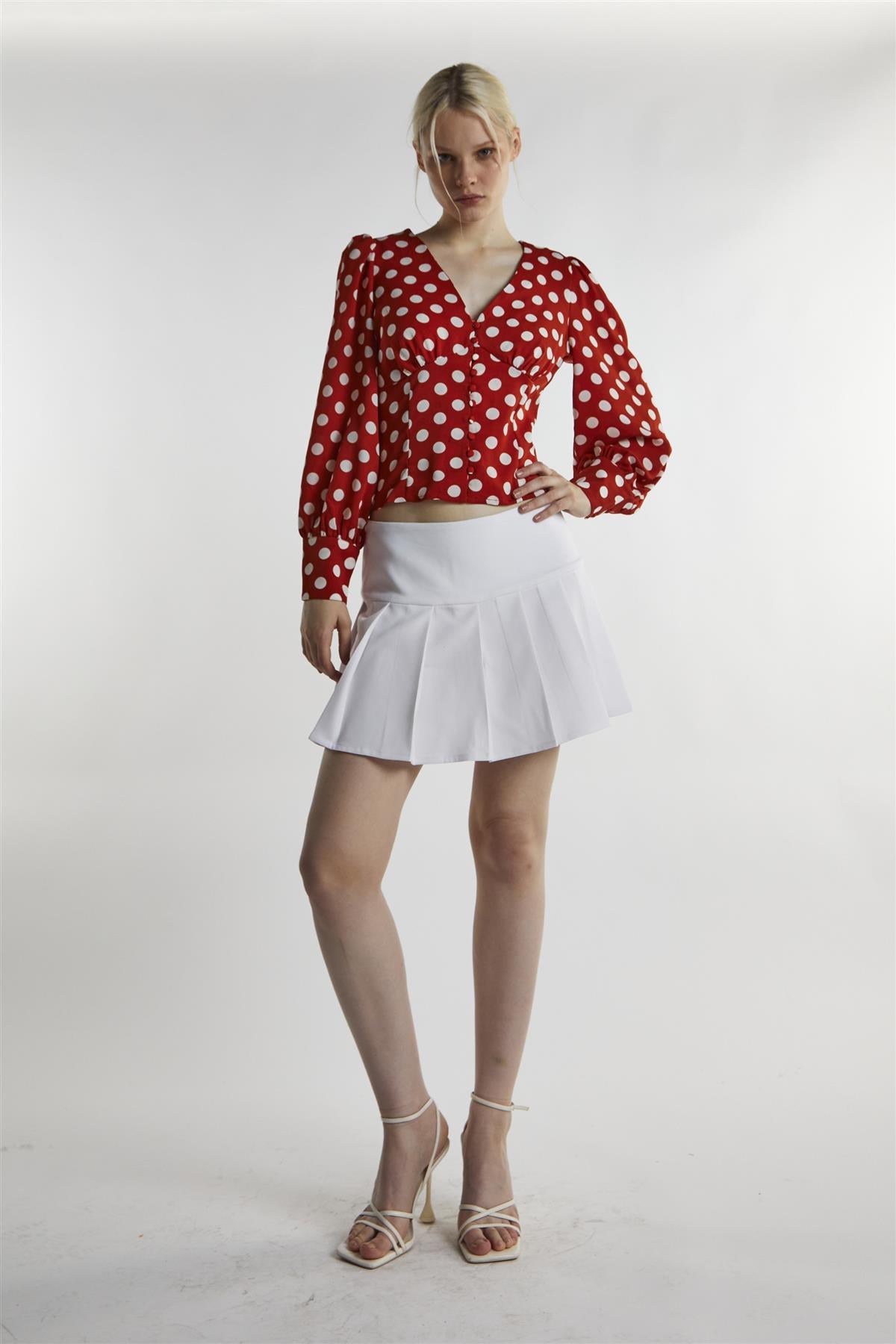 Rusty White Polka Long Sleeve-Top