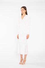 Pink-Watercolour Wrap Midi-Dress