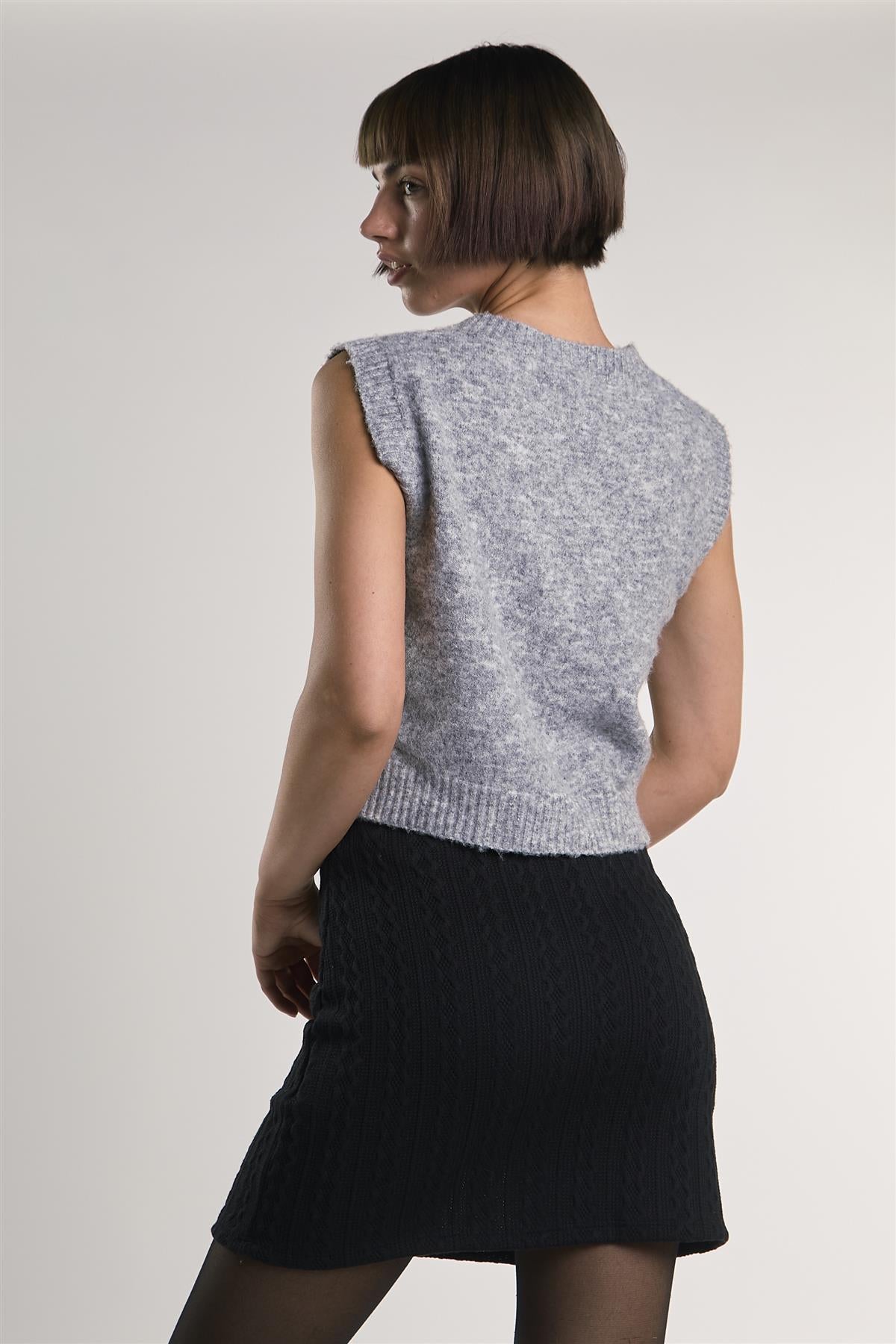 Black Knit Mini-Skirt